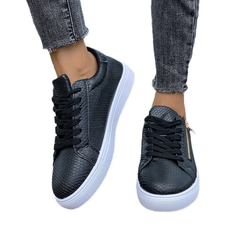 Versatile Women's Casual Sneakers With Side Zipper