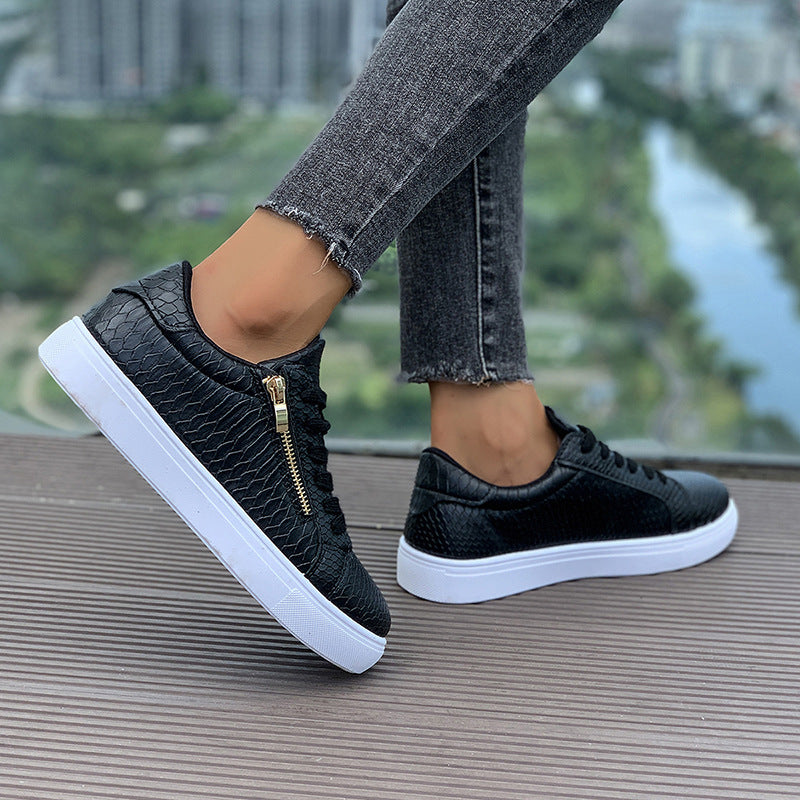 Versatile Women's Casual Sneakers With Side Zipper