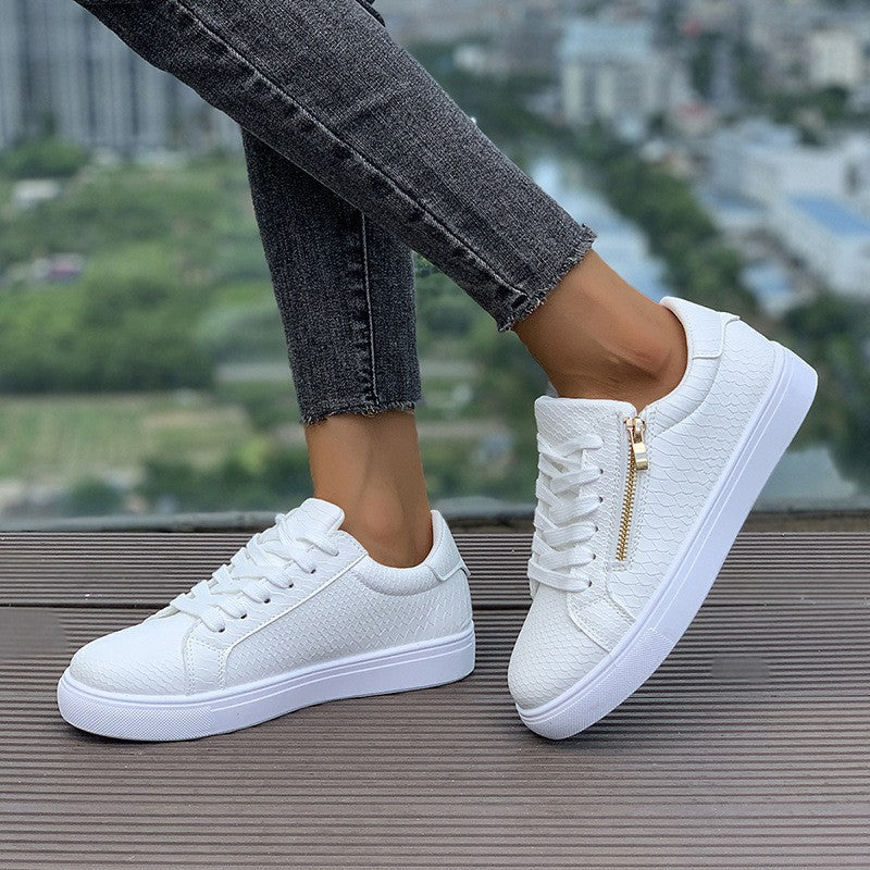 Versatile Women's Casual Sneakers With Side Zipper