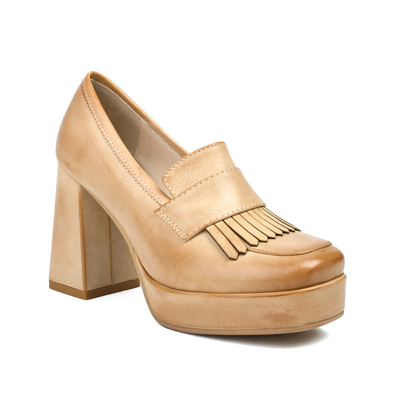 Women's Retro Chunky-Soled Commute Wedge Ultra-High Heels